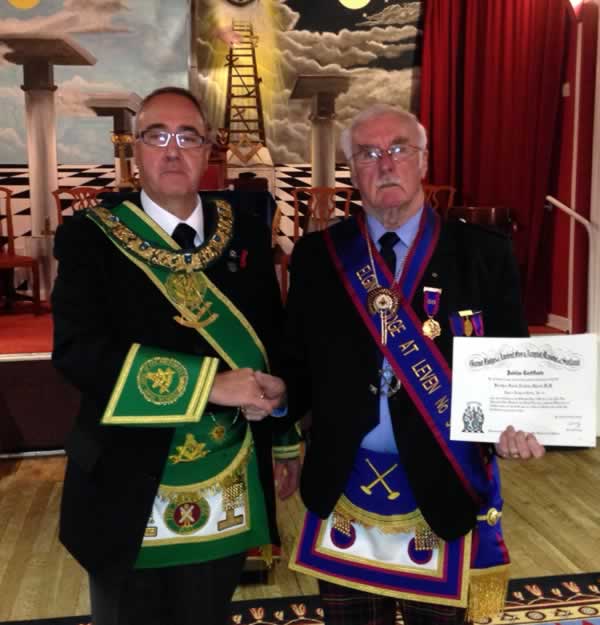 PGM Bro. Rev Andrew Paterson with Bro. David Shand